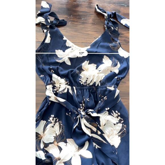 BELONGSCI Sleeveless Shoulder V-Neck Wide Leg Jumpsuit w Belt and Pockets Sz S - Picture 14 of 14